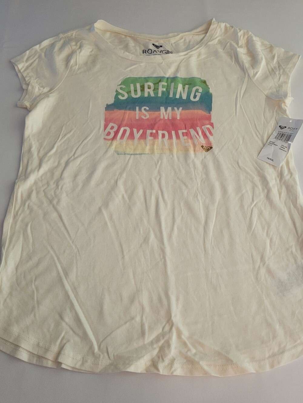 Roxy Girl T-shirt Surfing Is My Boyfriend XXL 16 NWT
